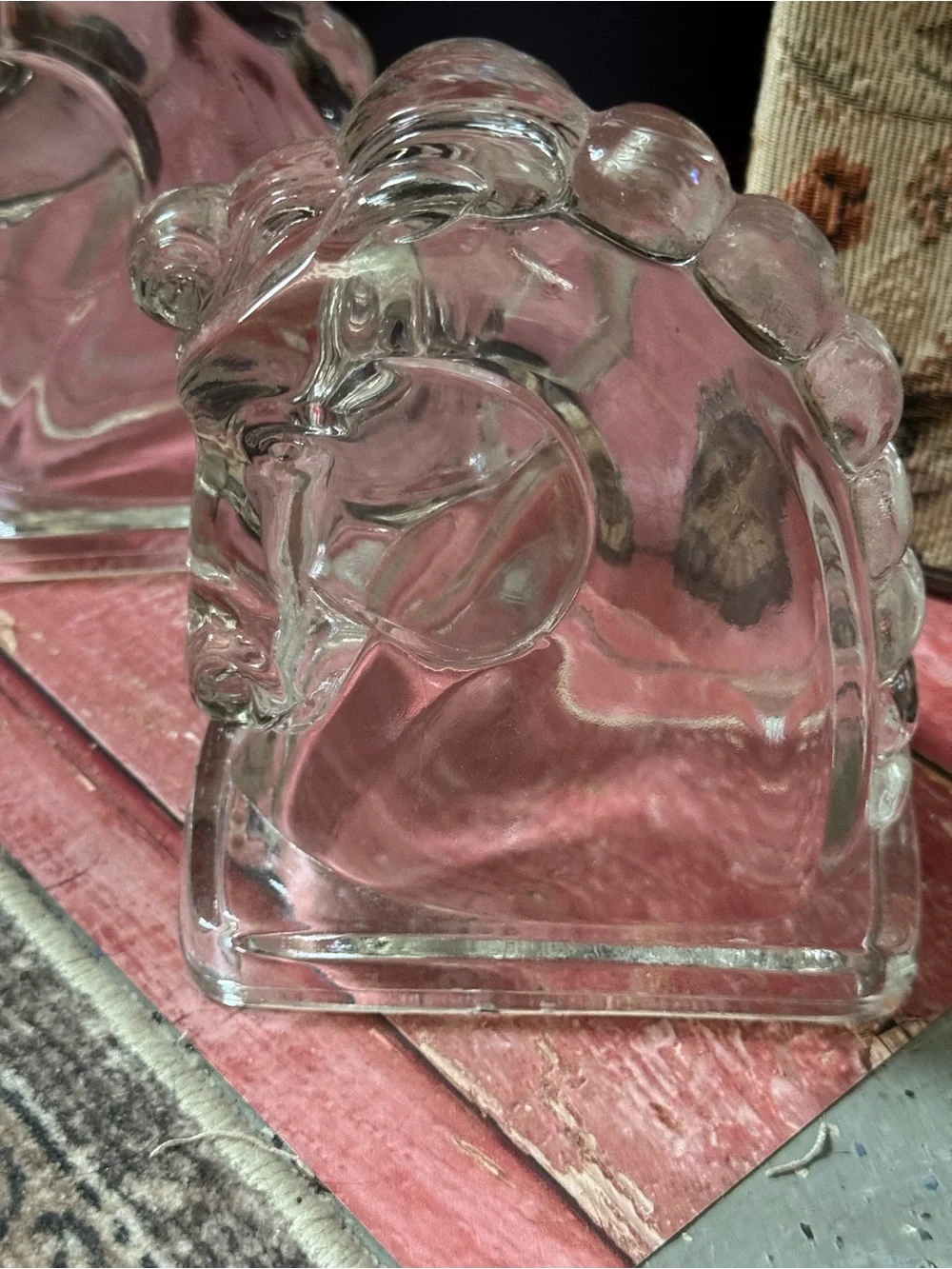 Vintage Clear Glass Horse Head Bookends | Equestrian Decor Set of 2